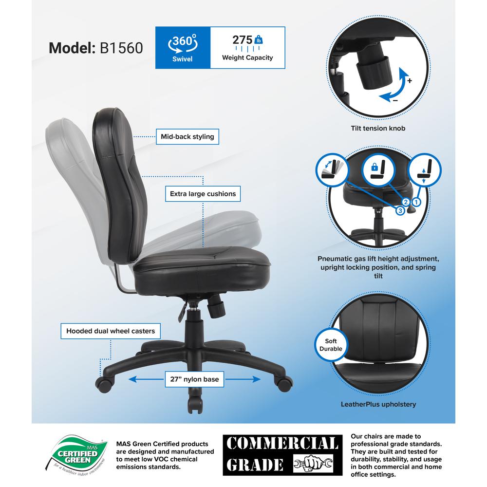 Boss Black Leather Task Chair. Picture 7