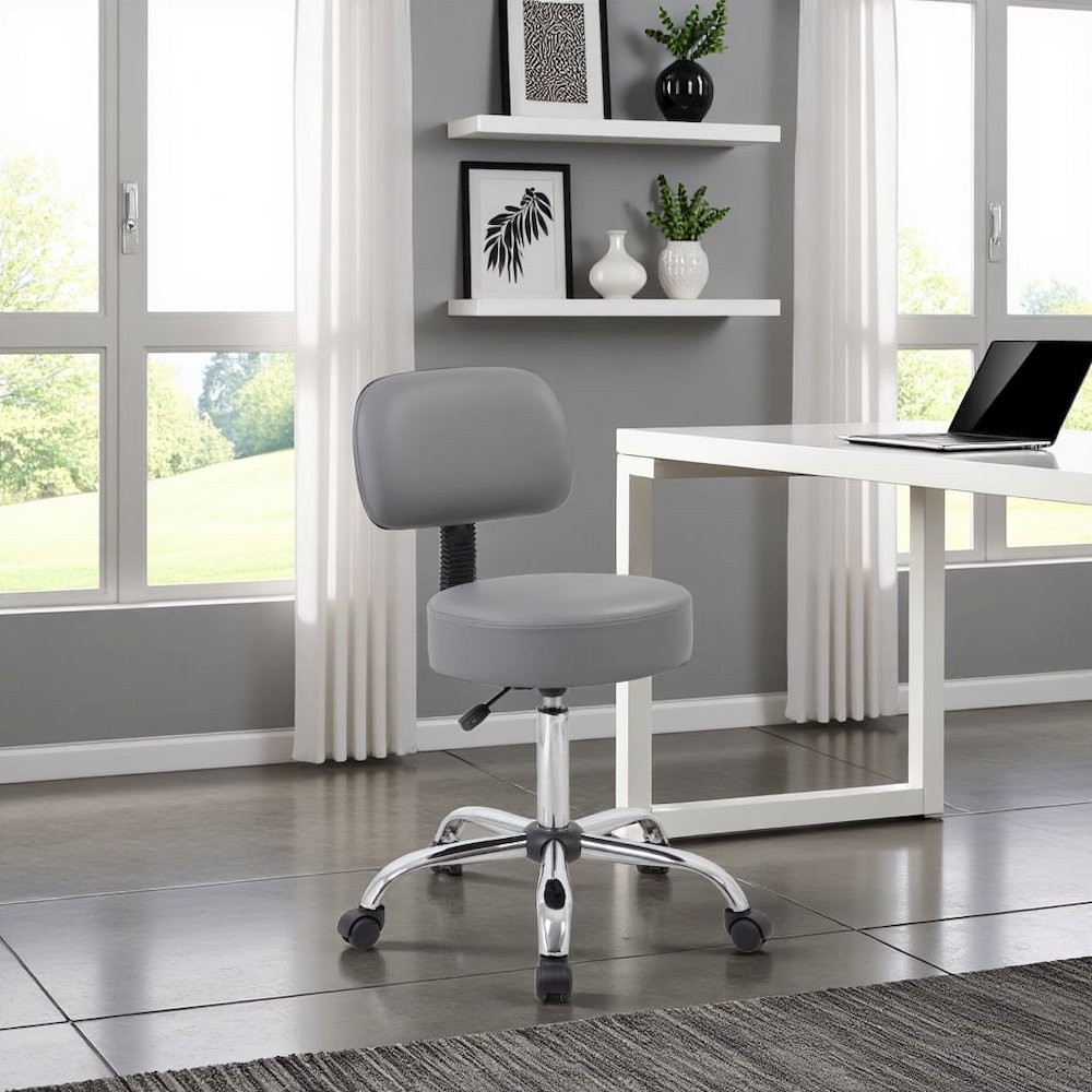 Gray Vinyl Office Guest Chair for Reception or Client Seating Areas. Picture 2