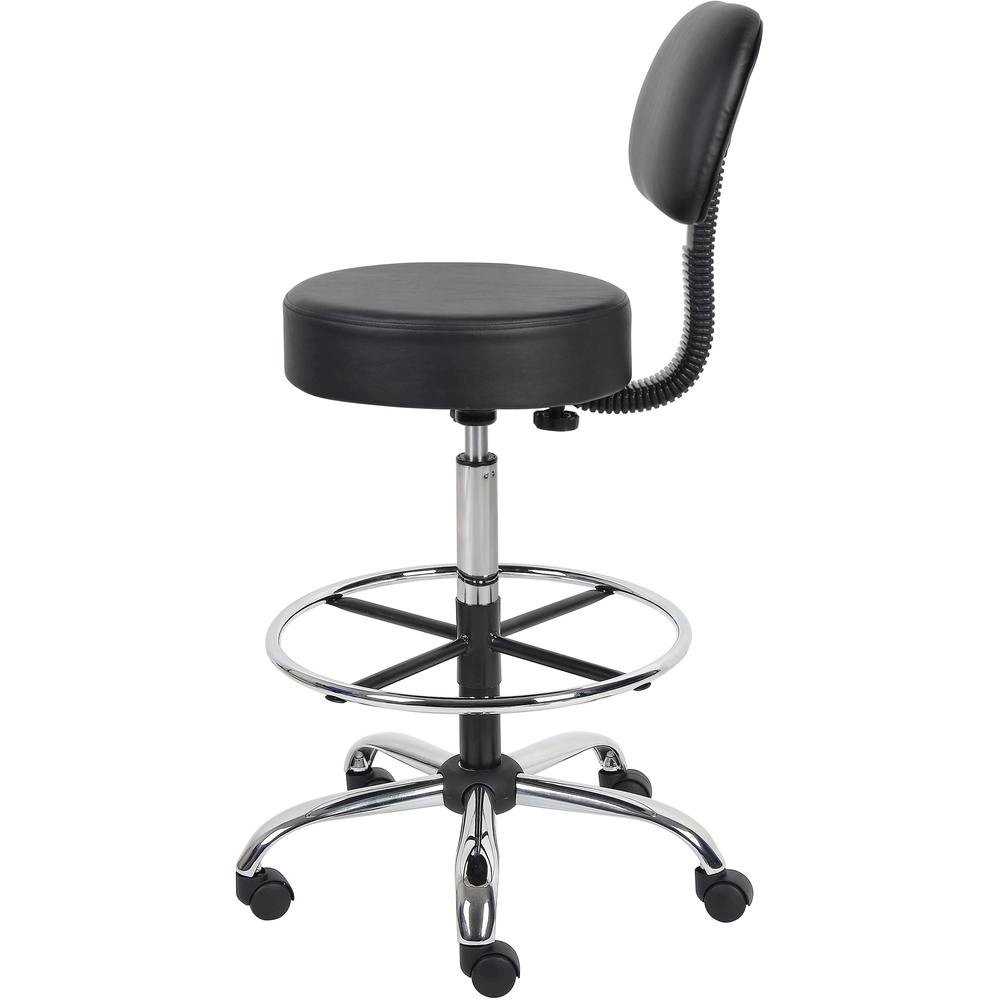 Black Drafting Chair Office Stool With Back, Tall Work Stool On Wheels. Picture 6