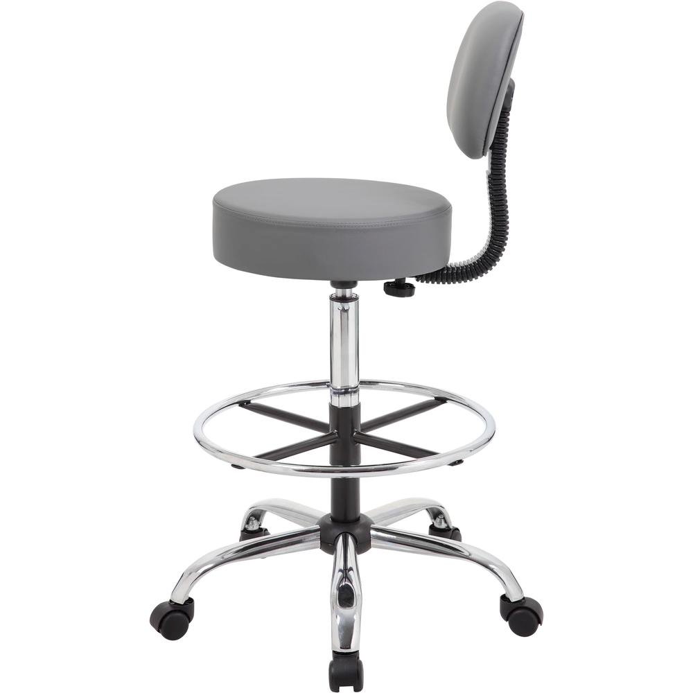 Gray Drafting Chair Office Stool With Back, Tall Work Stool On Wheels. Picture 6
