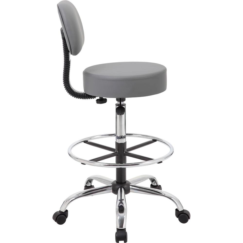 Gray Drafting Chair Office Stool With Back, Tall Work Stool On Wheels. Picture 8