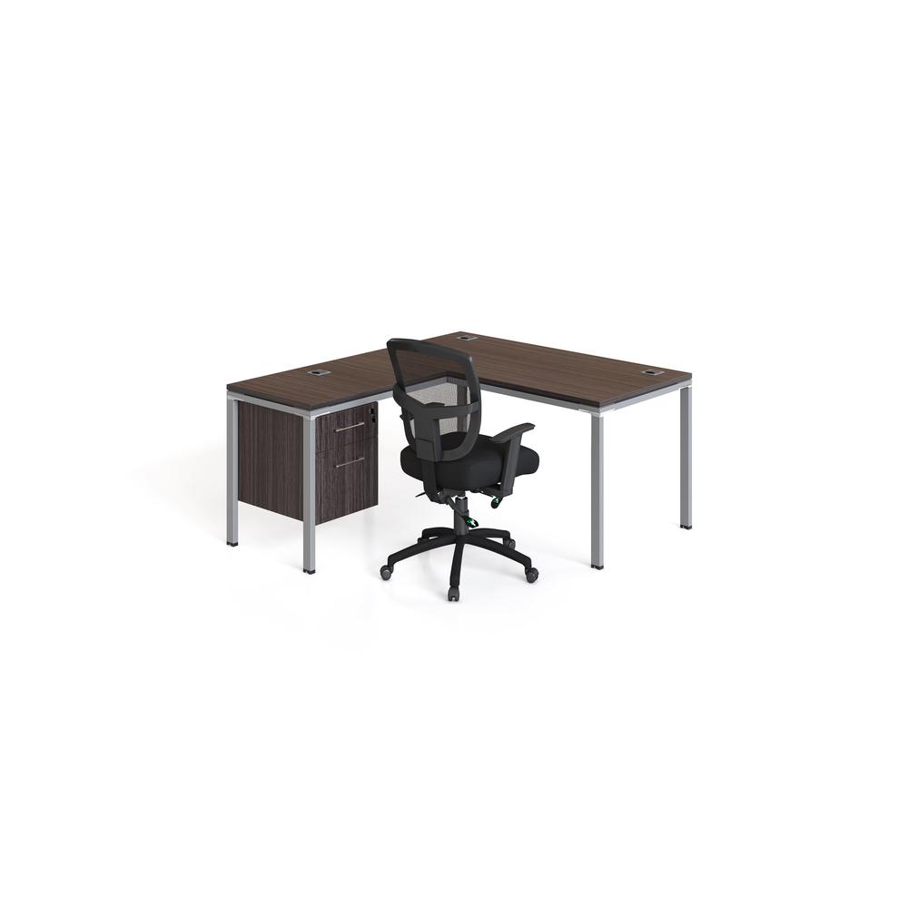 L Desk With Return And (1) Pedestal,  71" X 30"Desk Top (Ea), Driftwood. Picture 2
