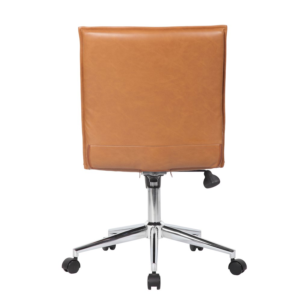 Boss Caramel Vinyl Armless Hospitality Chair. Picture 2