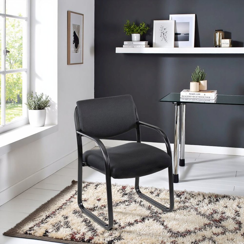 Black Arm Chair For Reception, Lobby Chair Or Waiting Room Guest Seating. Picture 2