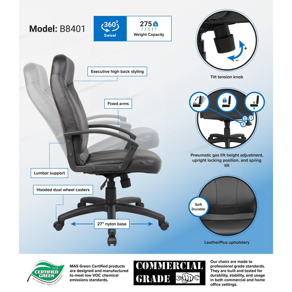 Boss High Back LeatherPlus Chair. Picture 7