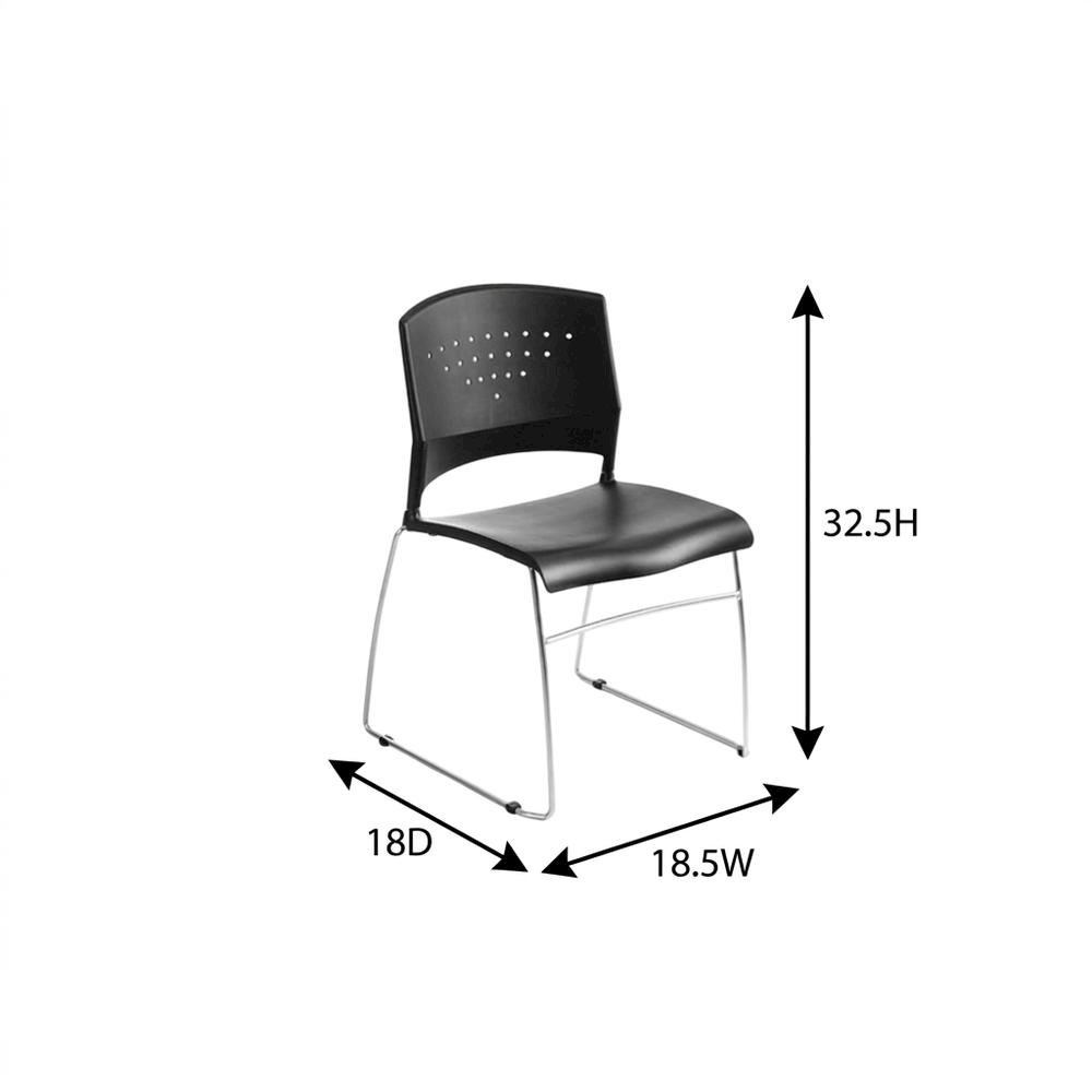 Polypropylene Stackable Chair with Chrome Sled Base for Office and Lobby, Set of 2. Picture 6