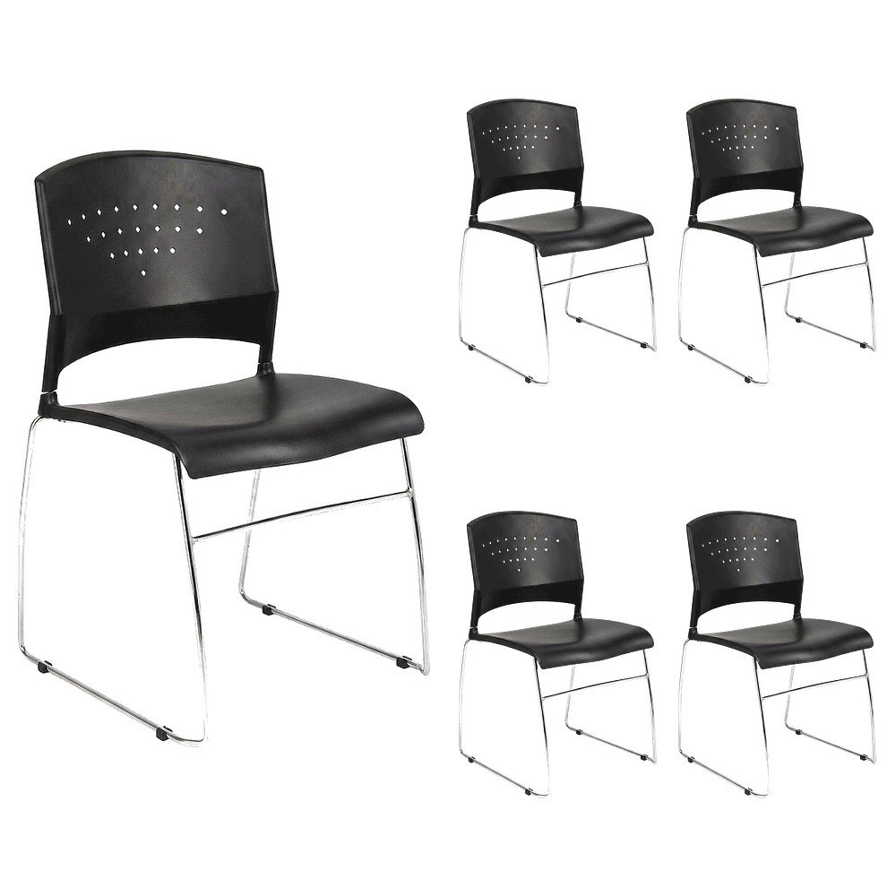 Polypropylene Stacking Chair with Chrome Sled Base for Waiting Rooms. Picture 1