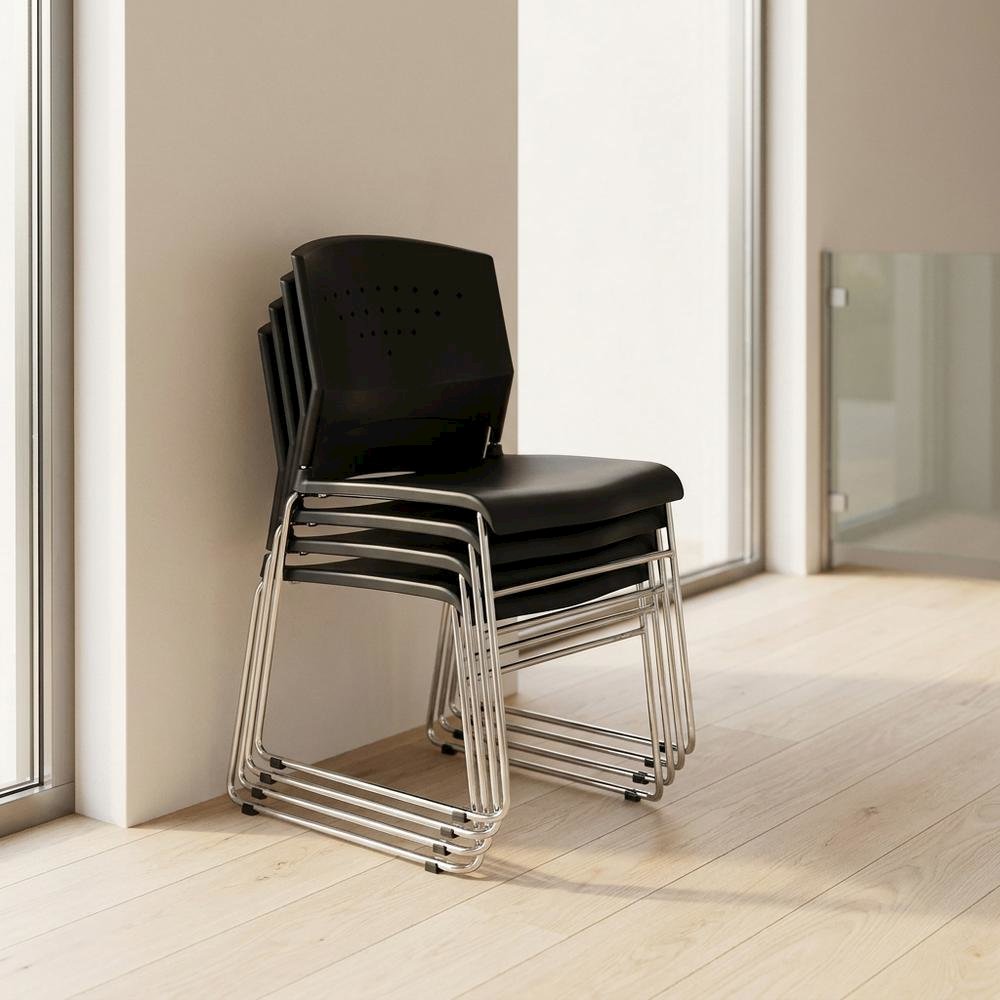 Polypropylene Stacking Chair with Chrome Sled Base for Waiting Rooms. Picture 4