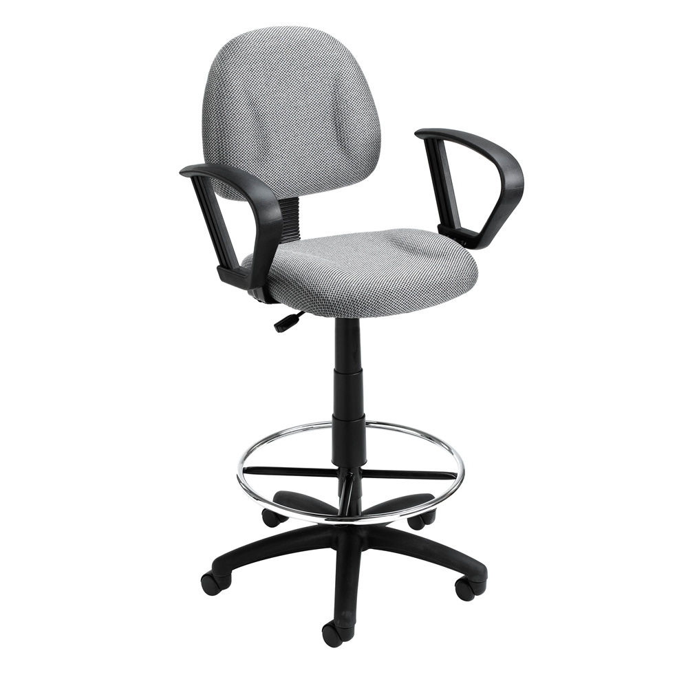 Boss Drafting Stool (B315-Gy) W/Footring And Loop Arms. Picture 1