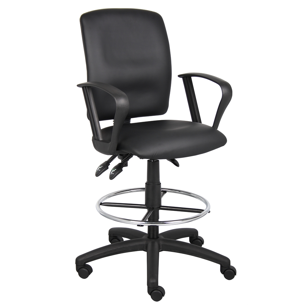 Boss Multi-Function LeatherPlus Drafting Stool W/ Loop Arms. Picture 1