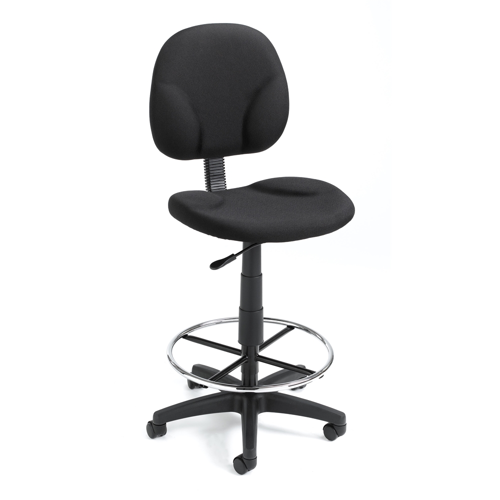 Boss Black Fabric Drafting Stools W/Footring. Picture 1