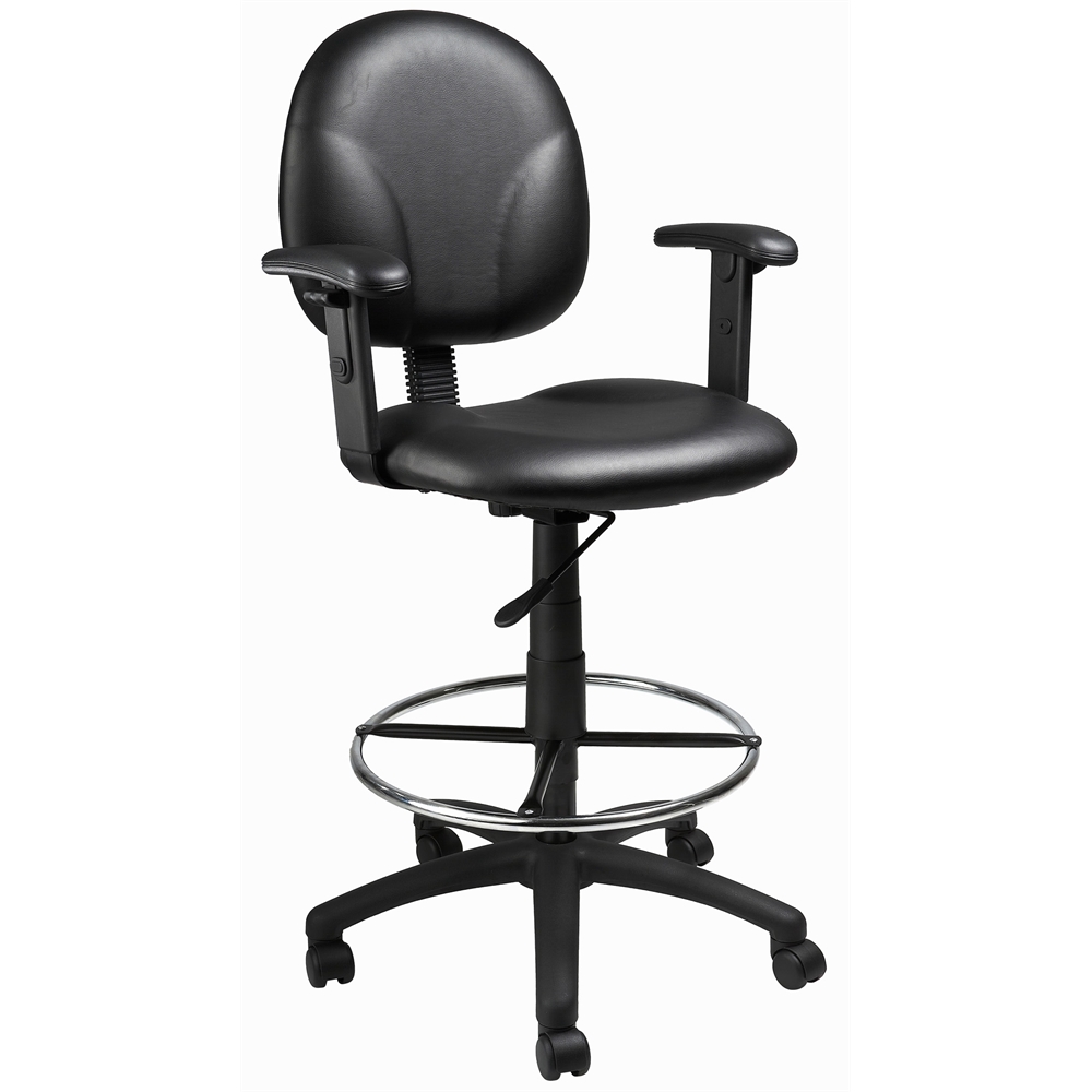 Boss Black Caressoft Drafting Stools W/Adj Arms & Footring. Picture 1