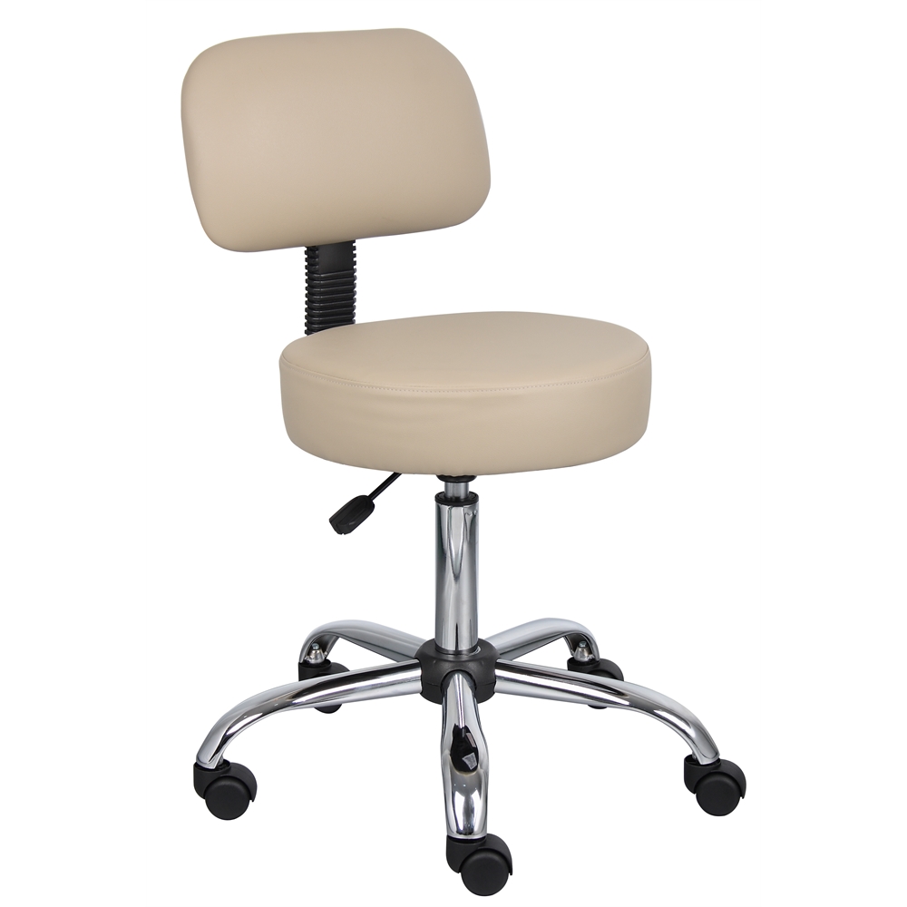 Boss Beige Caressoft Medical Stool W/ Back Cushion. Picture 1