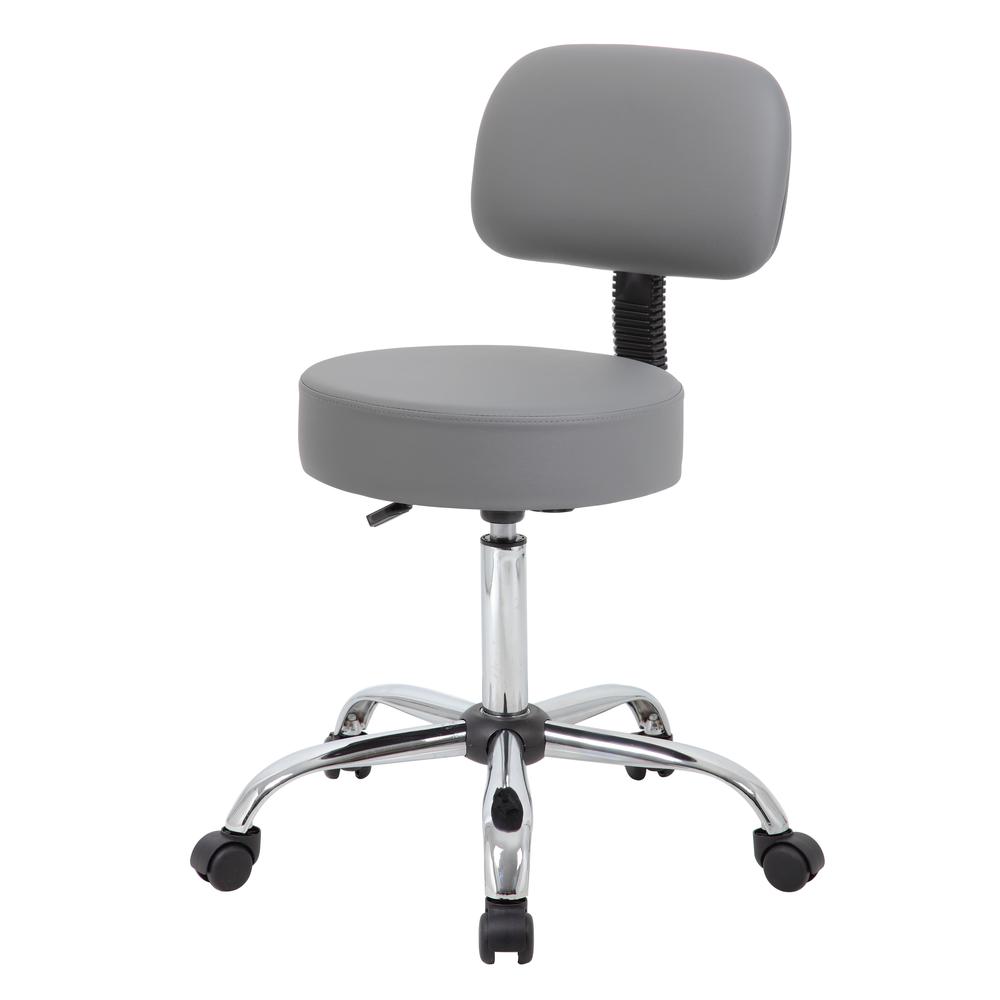 Boss Grey Caressoft Medical Stool W/ Back Cushion. Picture 1