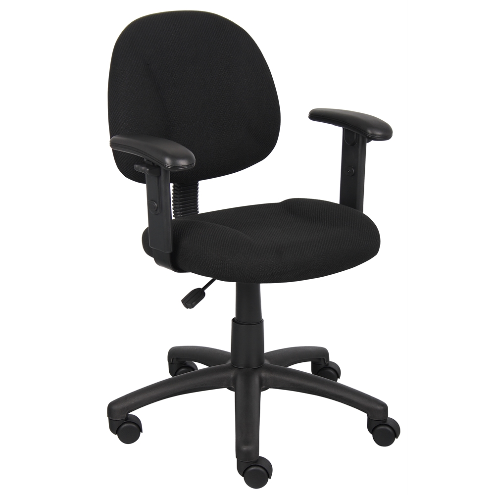 Boss Black  Deluxe Posture Chair W/ Adjustable Arms. Picture 1