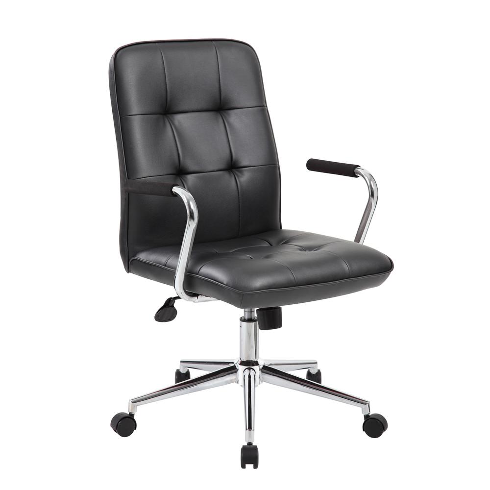 Boss Modern Office Chair w/Chrome Arms - Black. Picture 6