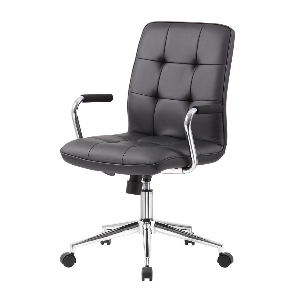 Boss Modern Office Chair w/Chrome Arms - Black. Picture 1