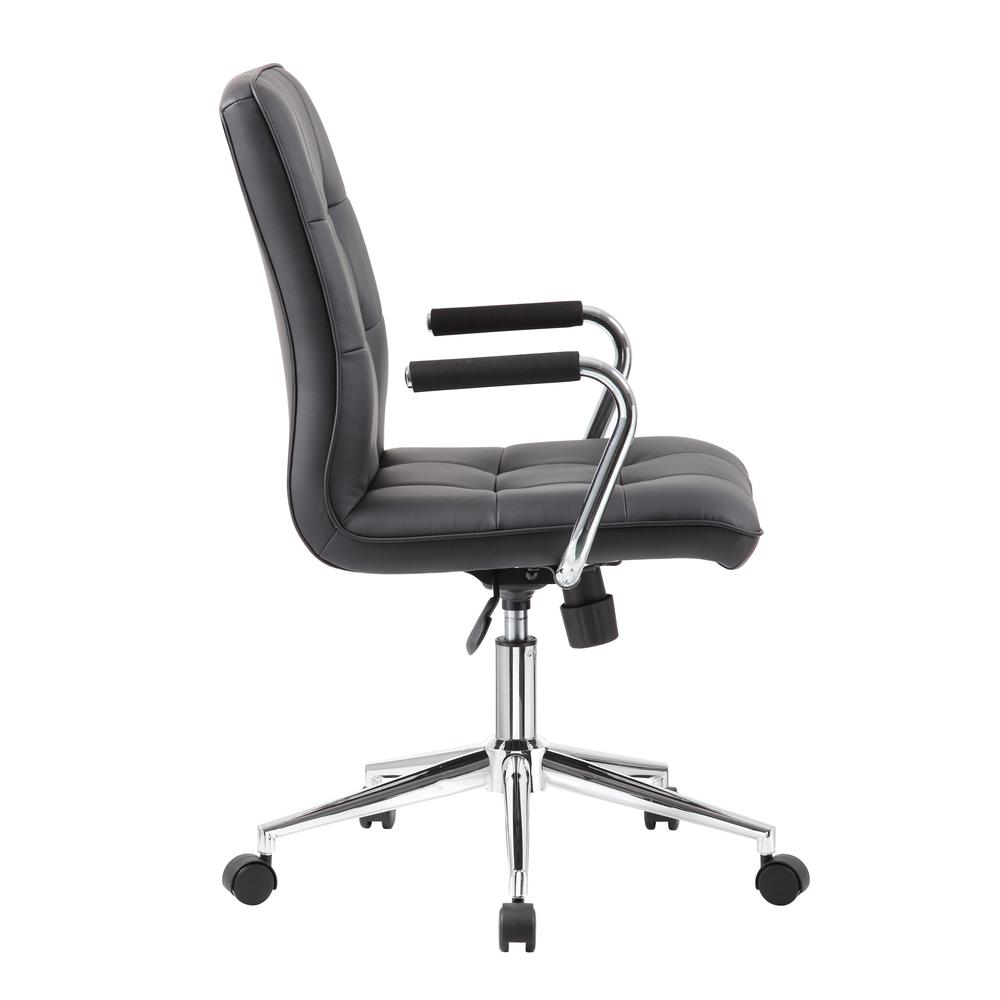 Boss Modern Office Chair w/Chrome Arms - Black. Picture 3