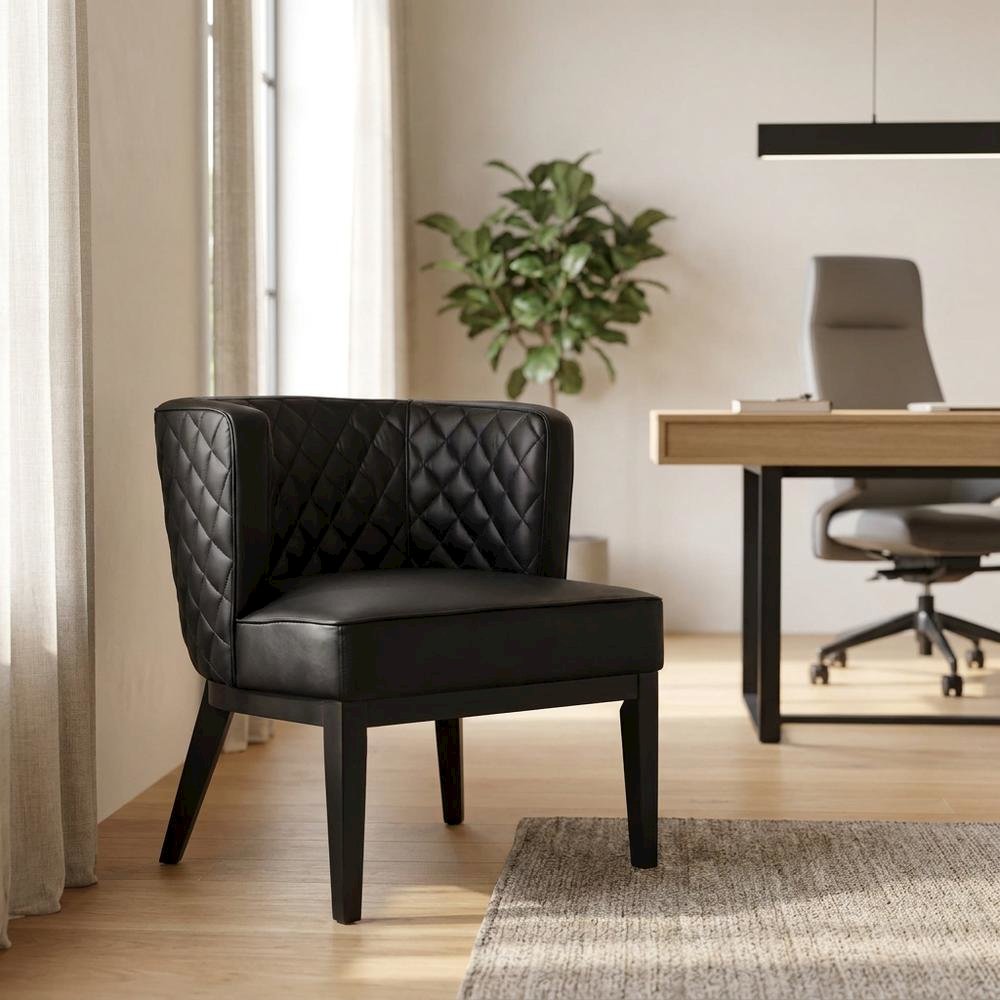 Plush Upholstered Accent Chair with Cushioned Back for Dining Room. Picture 2