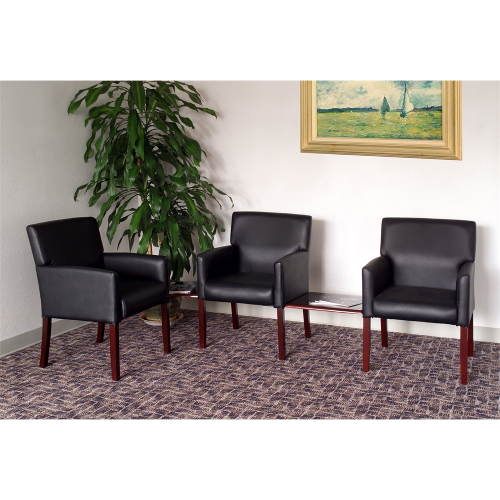 Boss Reception Box Arm Chair W/Mahogany Finish. Picture 1