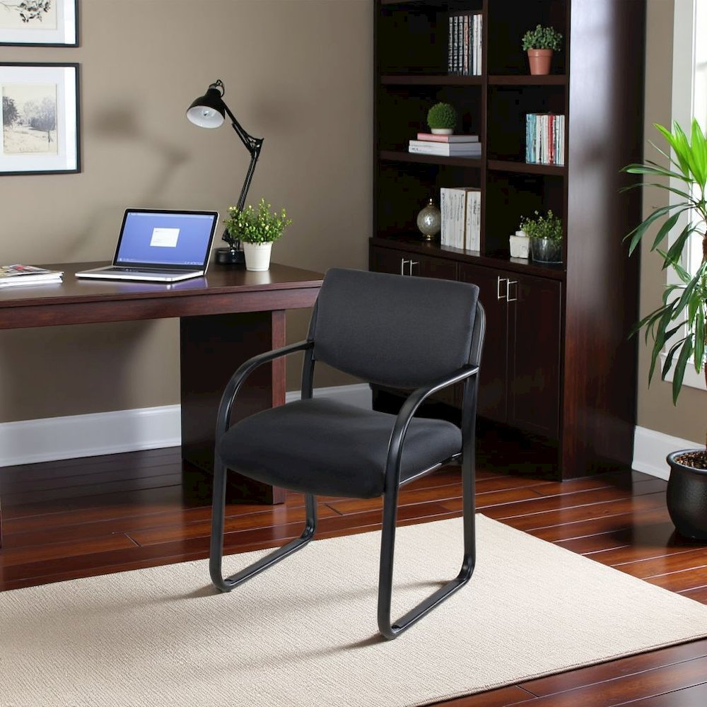 Black Arm Chair For Reception, Lobby Chair Or Waiting Room Guest Seating. Picture 3