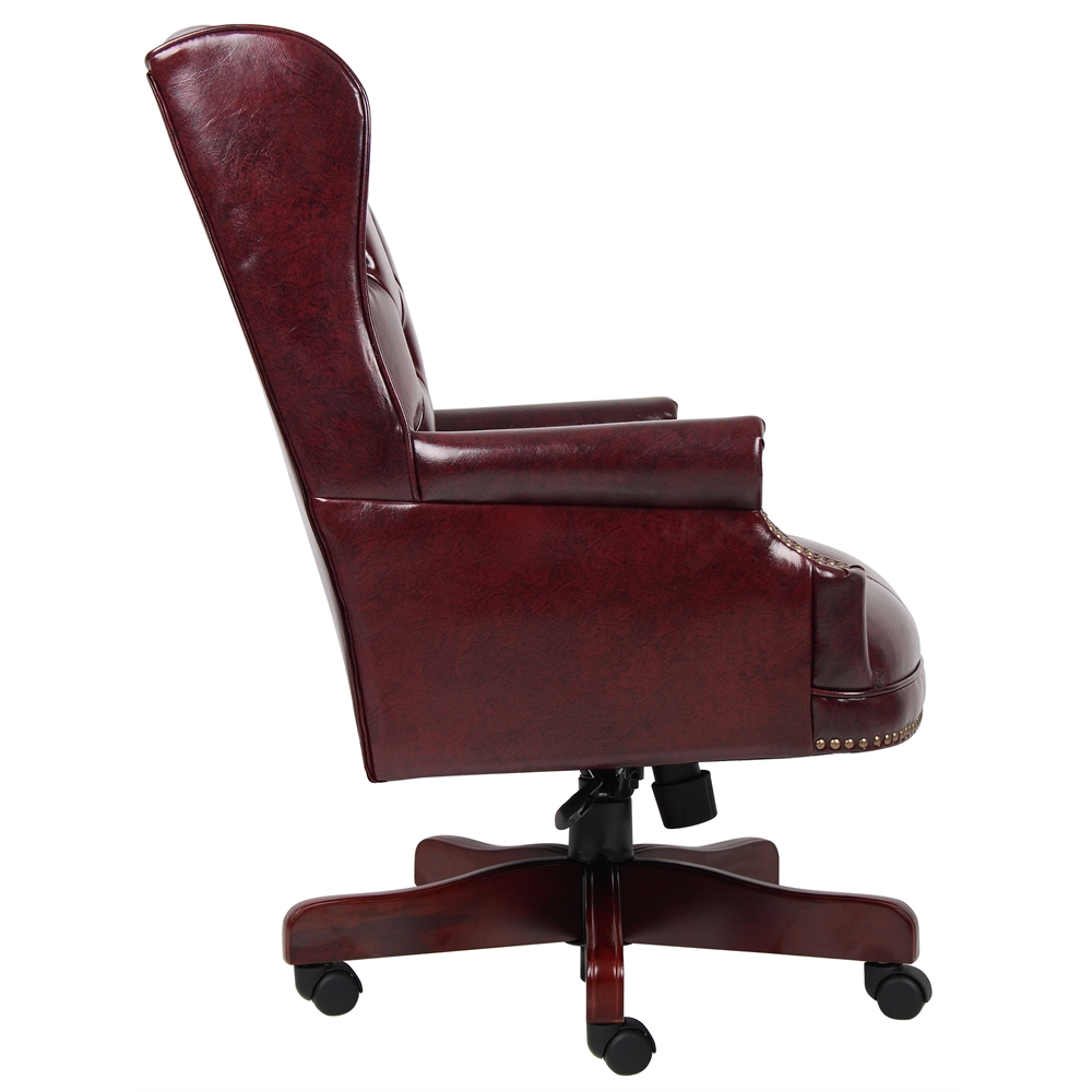Boss Wingback Traditional Chair In Burgundy. Picture 4