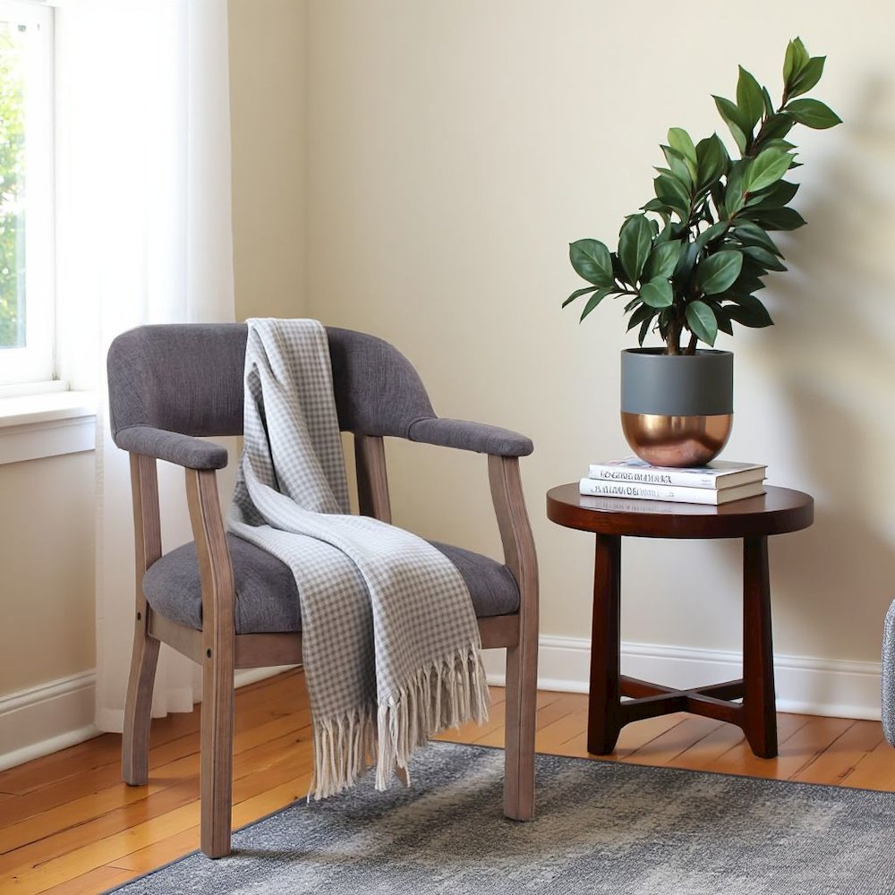 Gray Captains Chair for Office Furniture or Poker Room, No Wheels Design. Picture 2