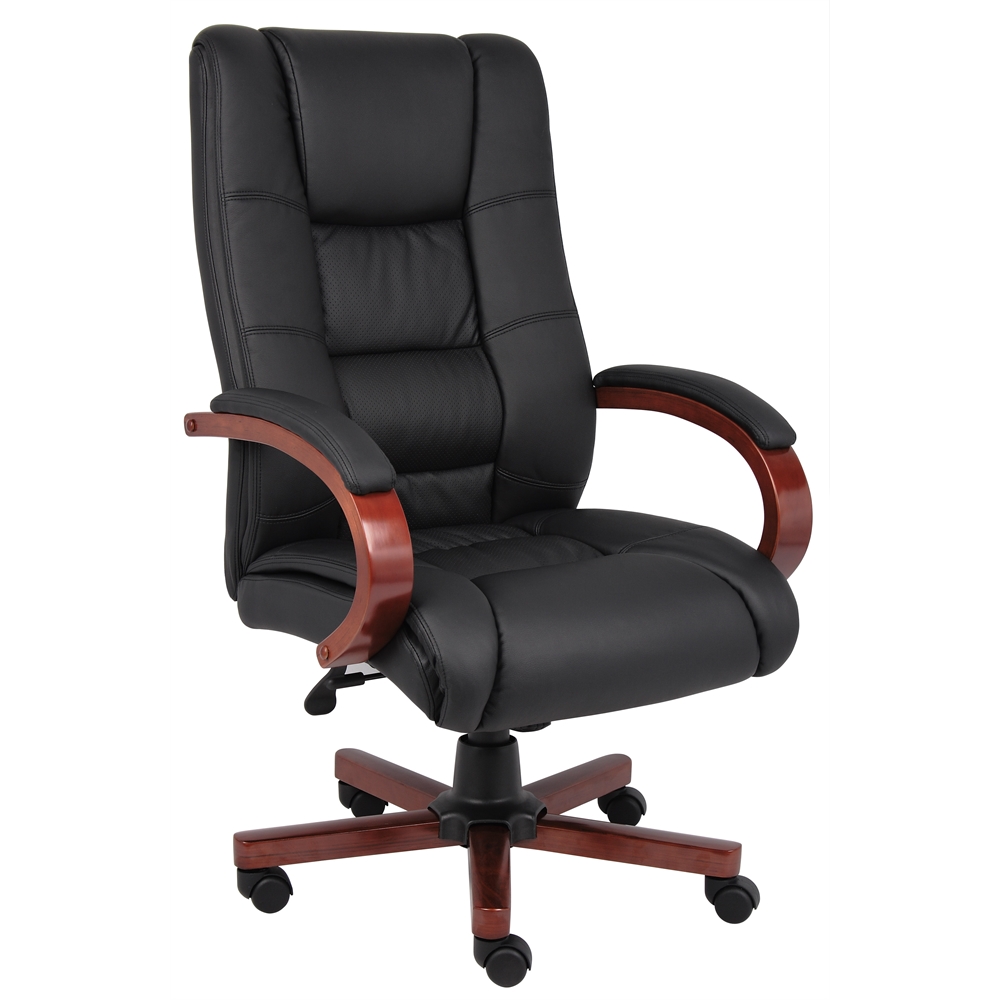 Boss High Back Executive Wood Finished Chairs. Picture 1