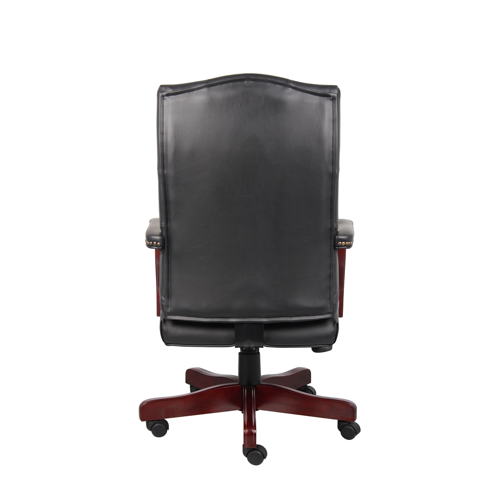 Boss Classic Black Caressoft Chair With Mahogany Finish Frame. Picture 3