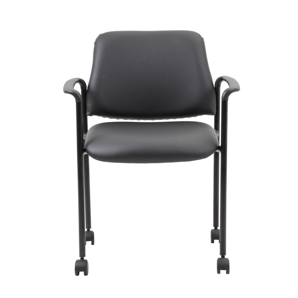 Boss Square Back  Diamond Stacking Chair W/Arm In Black Caressoft. Picture 1