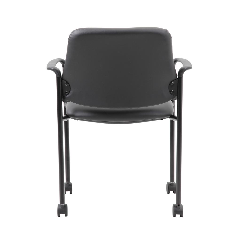 Boss Square Back  Diamond Stacking Chair W/Arm In Black Caressoft. Picture 3
