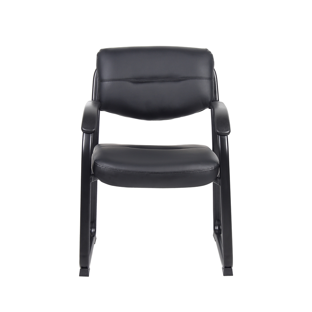 Boss Leather Sled Base Side Chair W/ Arms. Picture 1