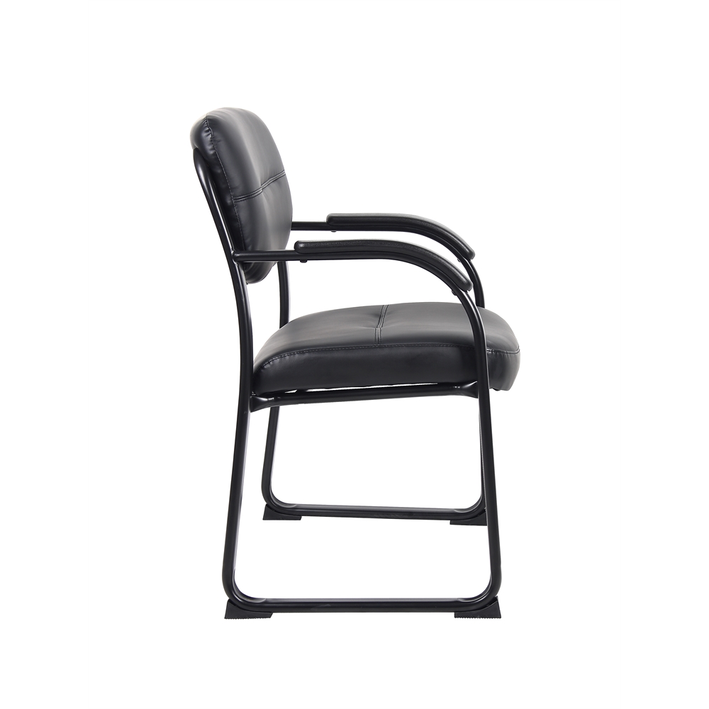 Boss Leather Sled Base Side Chair W/ Arms. Picture 5