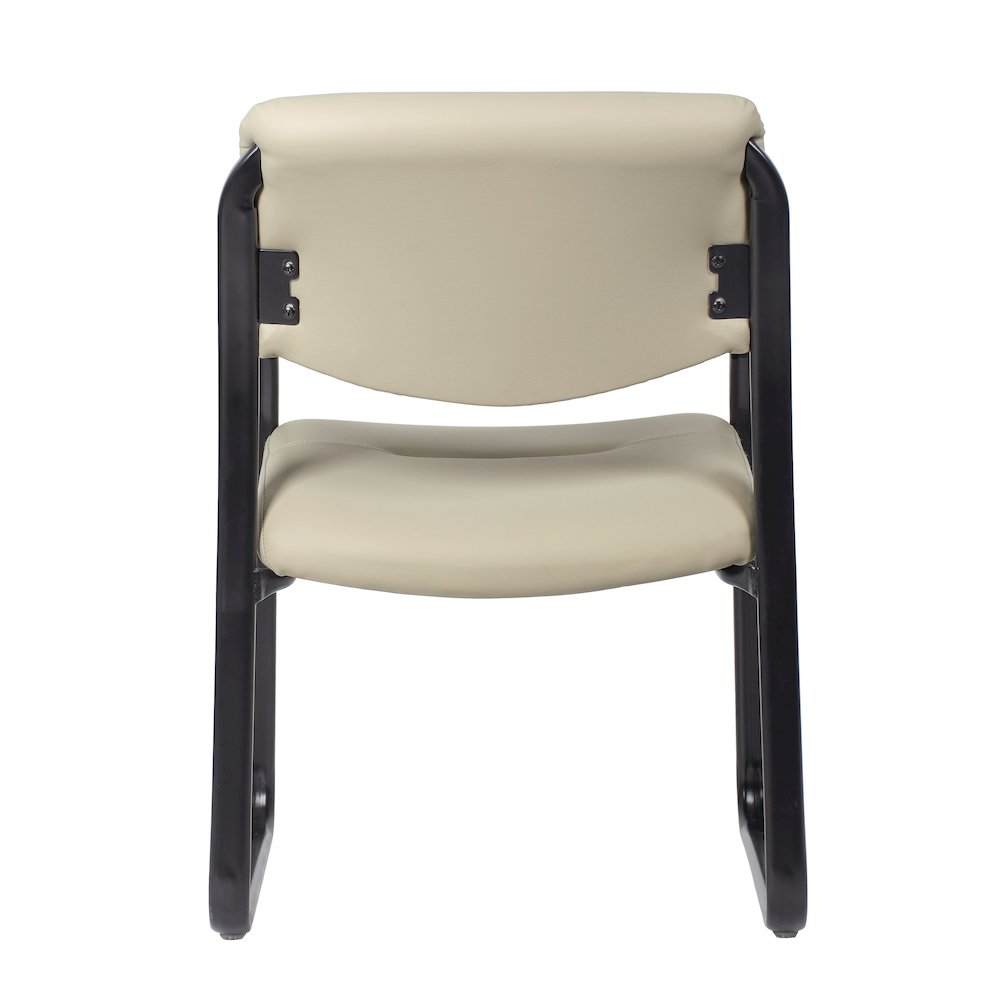 Boss Leather Sled Base Side Chair, Beige. Picture 5