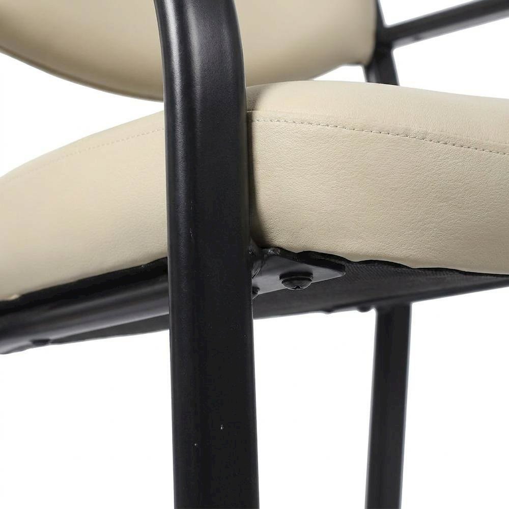 LeatherPlus Armless Side Chair with Sled Base, Desk Chair No Wheels, Beige. Picture 7
