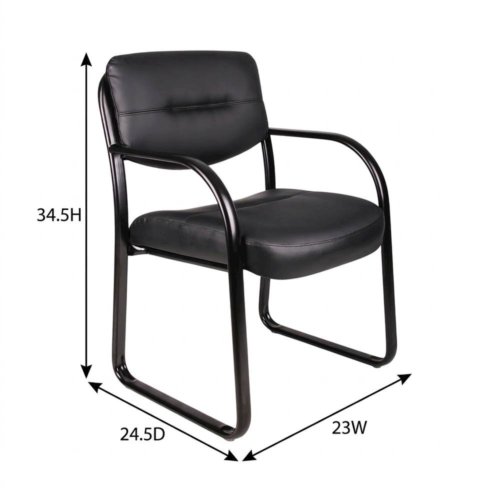 LeatherPlus Side Chair with Arms, Sled Base Office Guest Chair. Picture 5