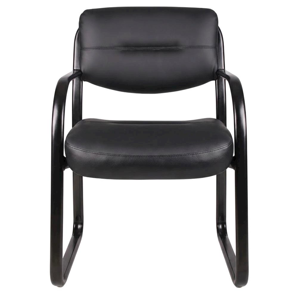 LeatherPlus Side Chair with Arms, Sled Base Office Guest Chair. Picture 1