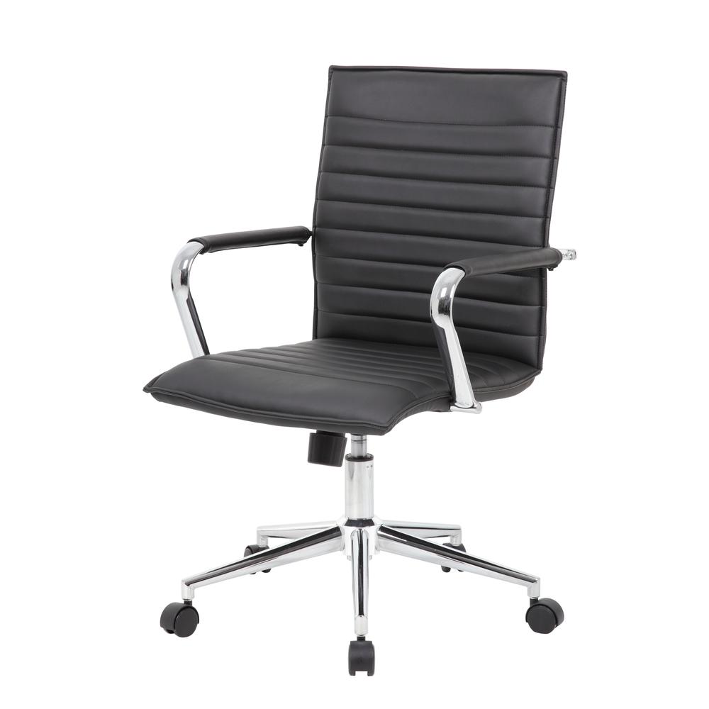 Boss Black Vinyl Hospitality Chair. Picture 1