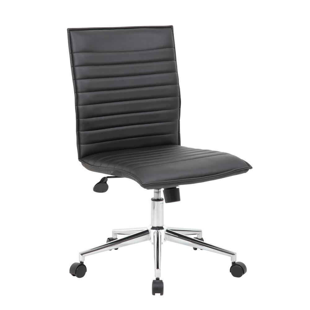 Boss Black Vinyl Armless Hospitality Chair. Picture 6