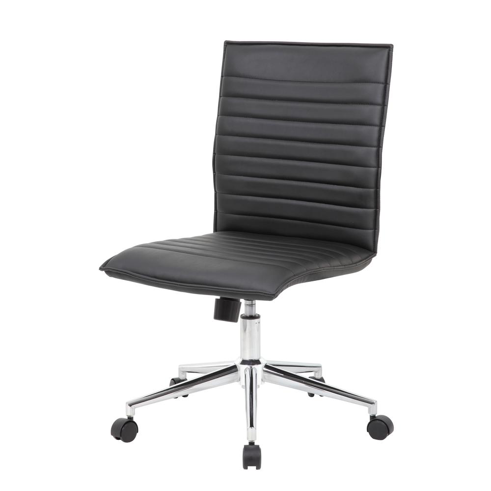 Boss Black Vinyl Armless Hospitality Chair. Picture 1