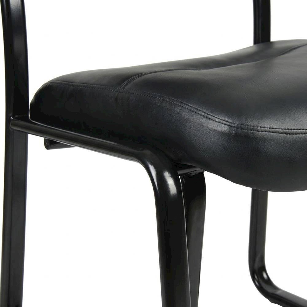 LeatherPlus Armless Side Chair with Sled Base, Desk Chair No Wheels, Black. Picture 7