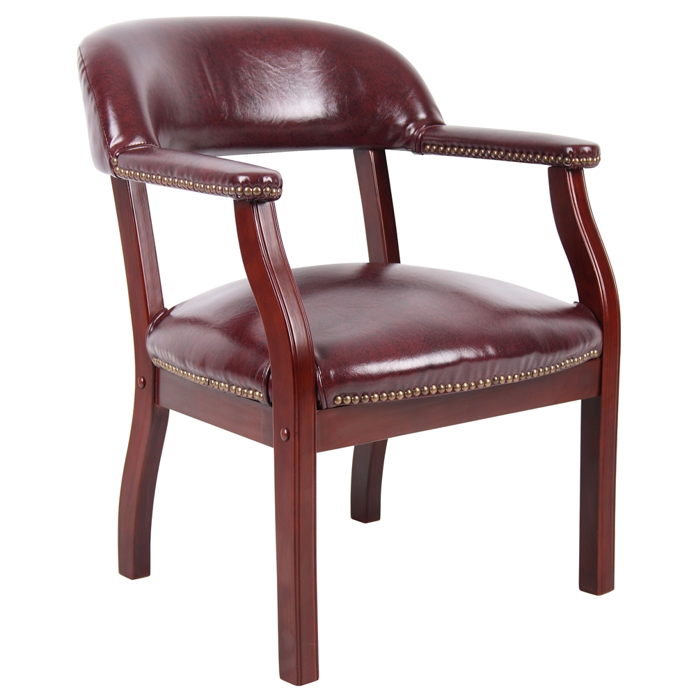 Boss Captain's Chair In Burgundy Vinyl. Picture 1