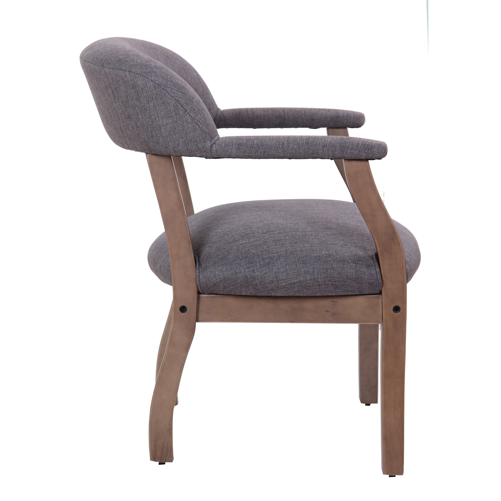 Boss Modern Captain's Chair in Slate Grade Commercial Grade Linen. Picture 4