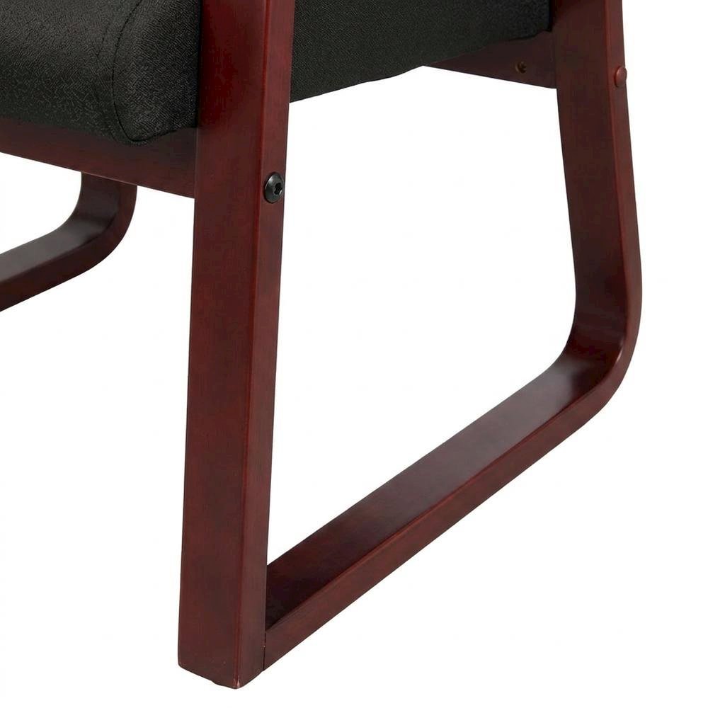 Fabric-Upholstered Desk Chair No Wheels with Mahogany Frame for Entryway. Picture 7