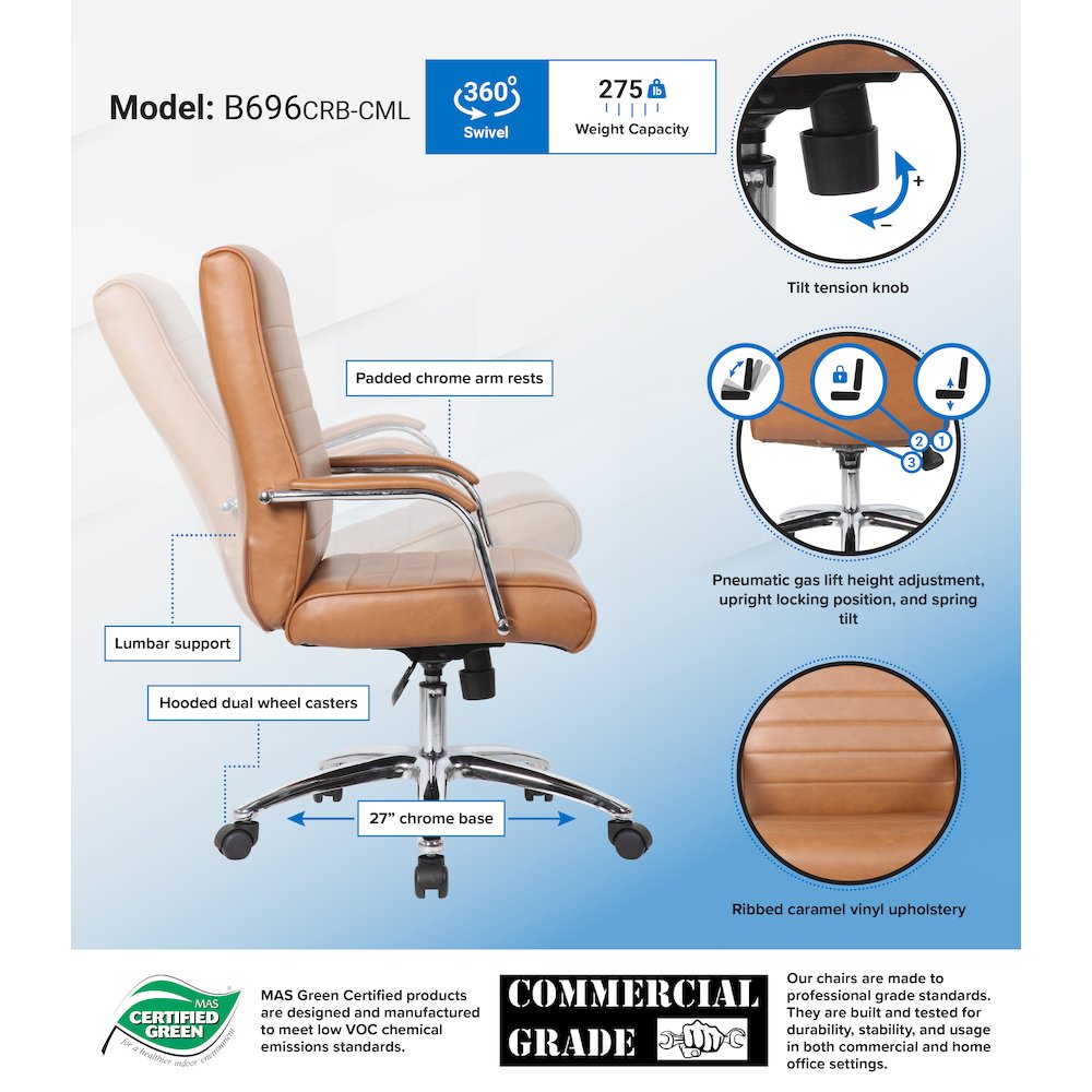 Boss Modern Executive Conference Chair - Caramel. Picture 7