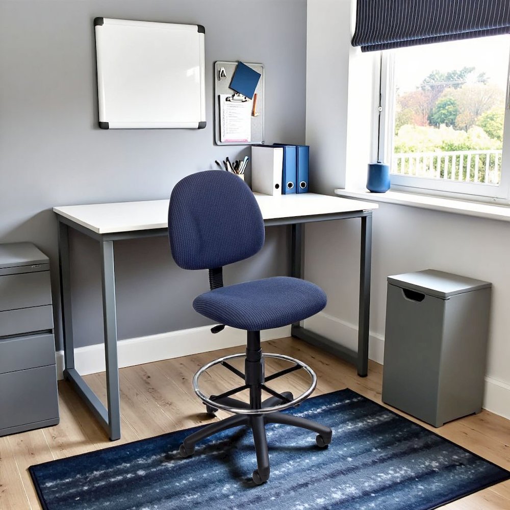 Blue Drafting Chair, Tall Office Chair For Standing Or Tall Desk Use. Picture 2