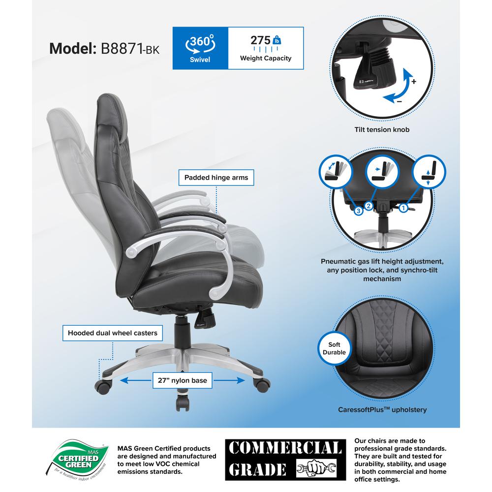 Boss Executive Hinged Arm Chair - Black. Picture 7