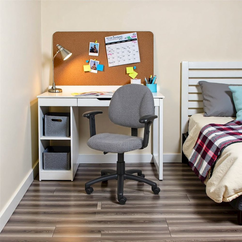 Gray Office Chair With Adjustable Arms, Desk Chair Comfy For Home Office. Picture 3