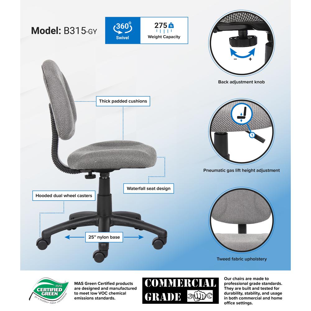 Boss Grey  Deluxe Posture Chair. Picture 7
