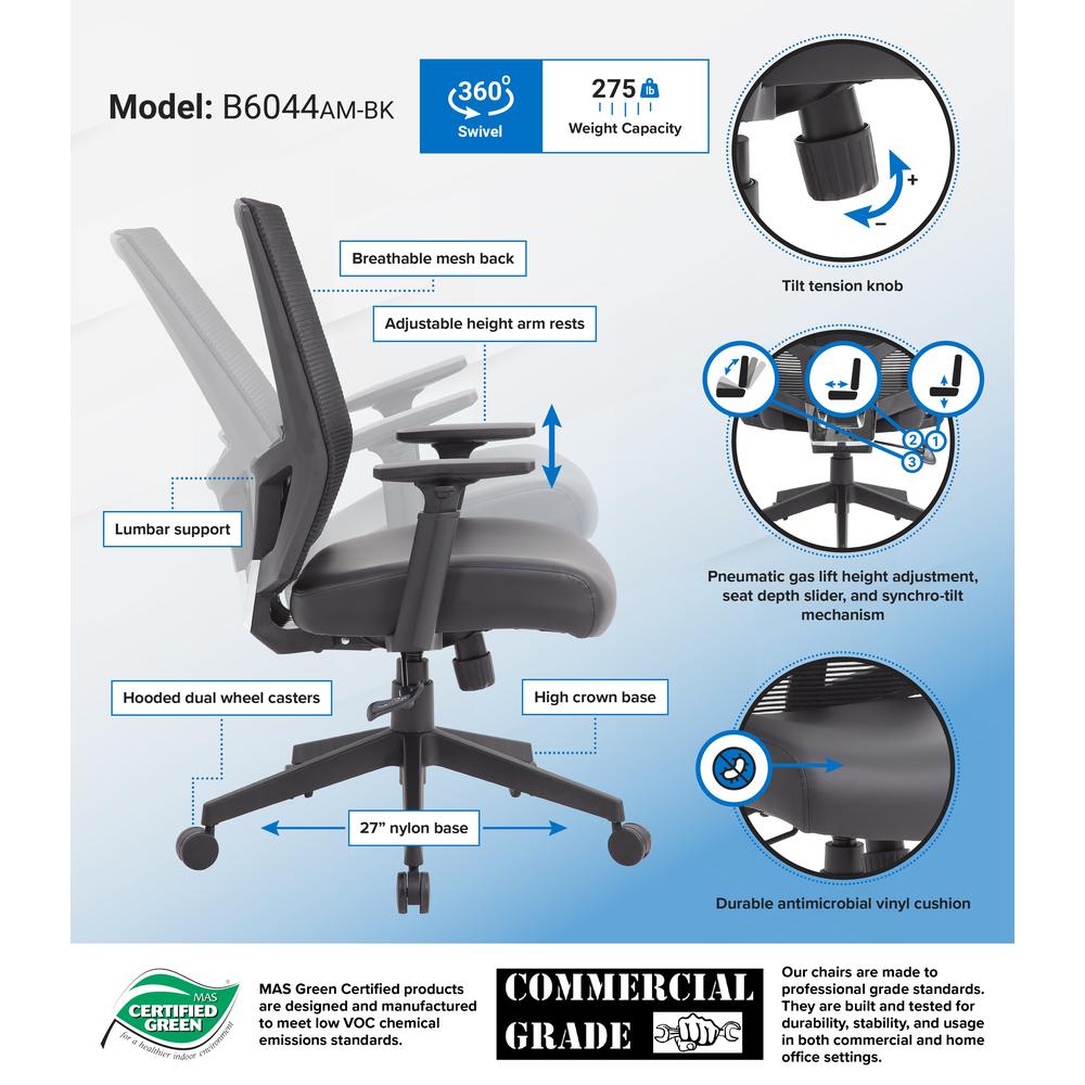 Boss Black Mesh Back Chair. Picture 7